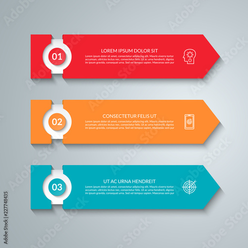 Business infographic template with 3 arrows. Can be used for diagram, graph, chart, report, web design.