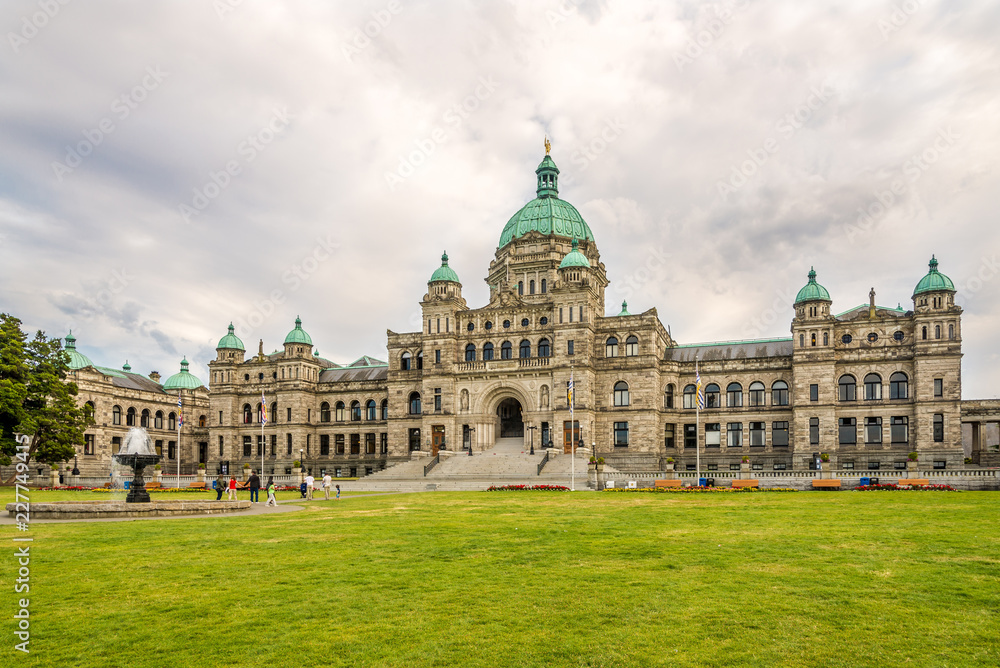 View at the building of British Columbia Parliament in Victoria city - Canada