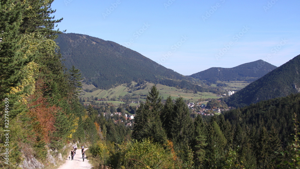 tourists in the mountains in Austria in summer