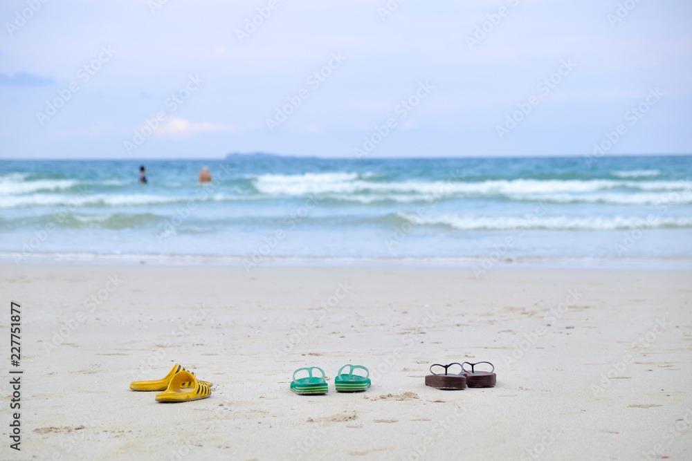 shoes on sea beach,holdiay concept.