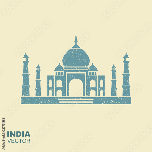 Taj Mahal silhouette flat icon with scuffing effect