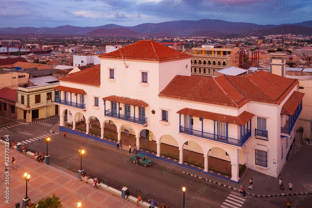 The City Hall of Santiago de Cuba, Cuba. It was built in 1515 by Governor Diego Velazquez when founding the village.