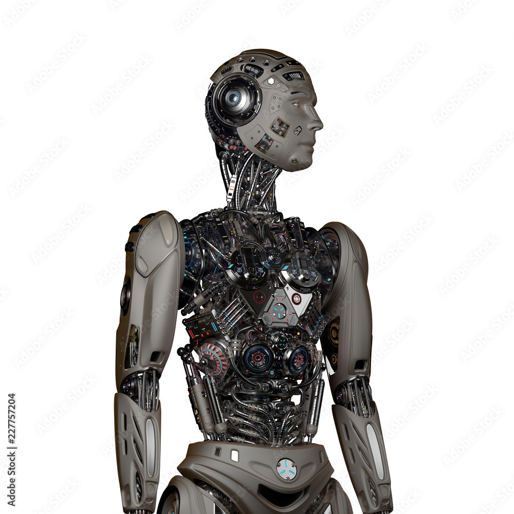 Robot Man or very detailed futuristic with uncovered internal