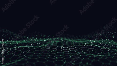 Abstract 3d technology and science neon visualization. Blockchain and cryptocurrency. Digital wallpaper. Business concept. Big data and artificial intelligence. Rendering computer virtual reality