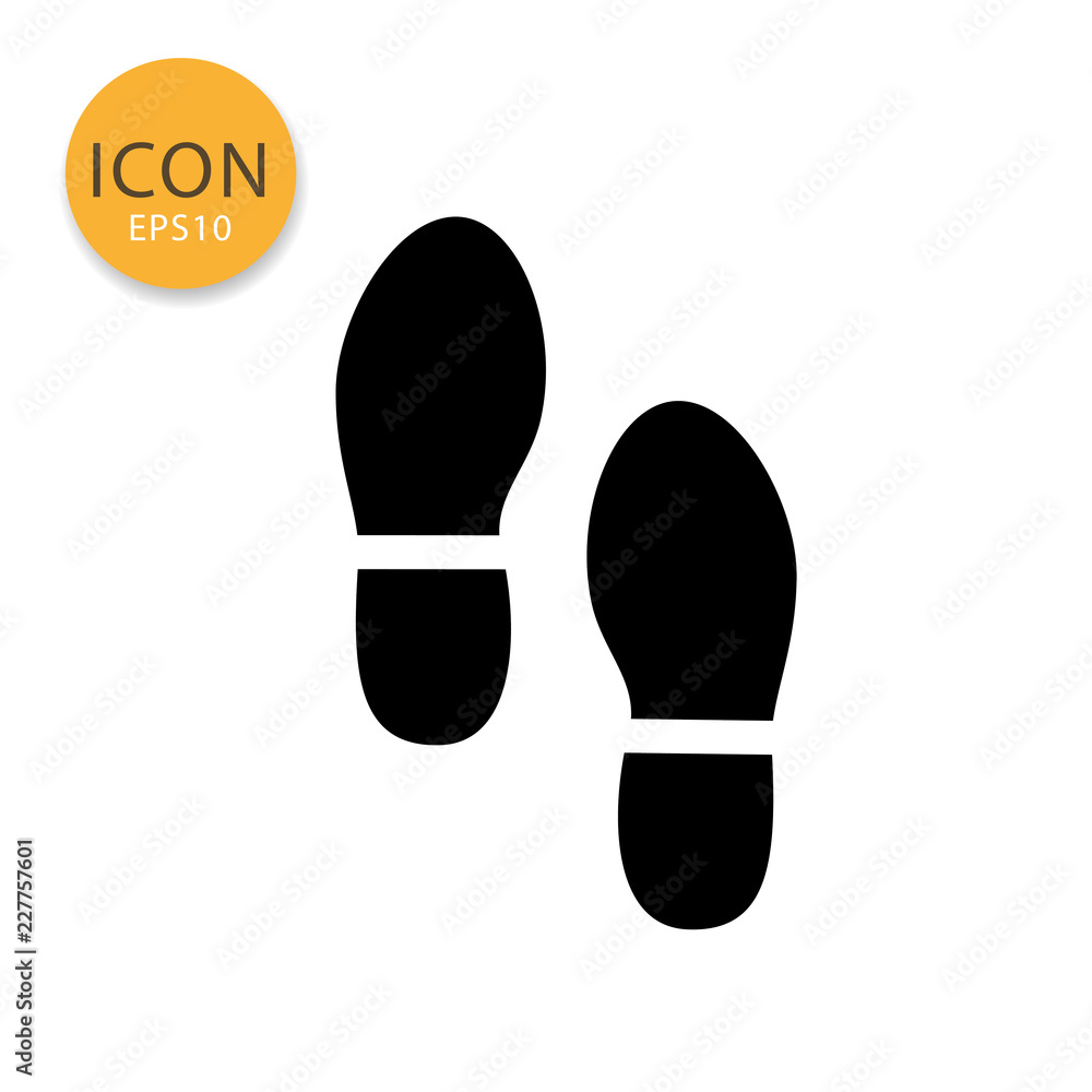 Shoes print icon isolated flat style. Shoes print icon isolated flat style.