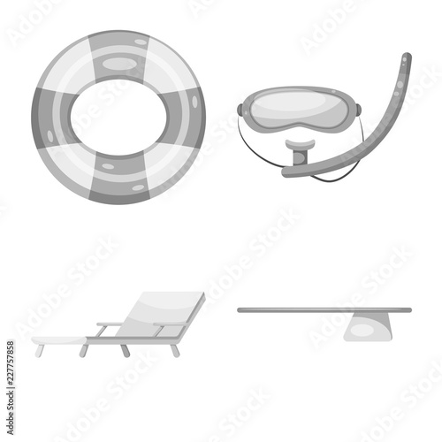 Isolated object of pool and swimming logo. Collection of pool and activity stock symbol for web.