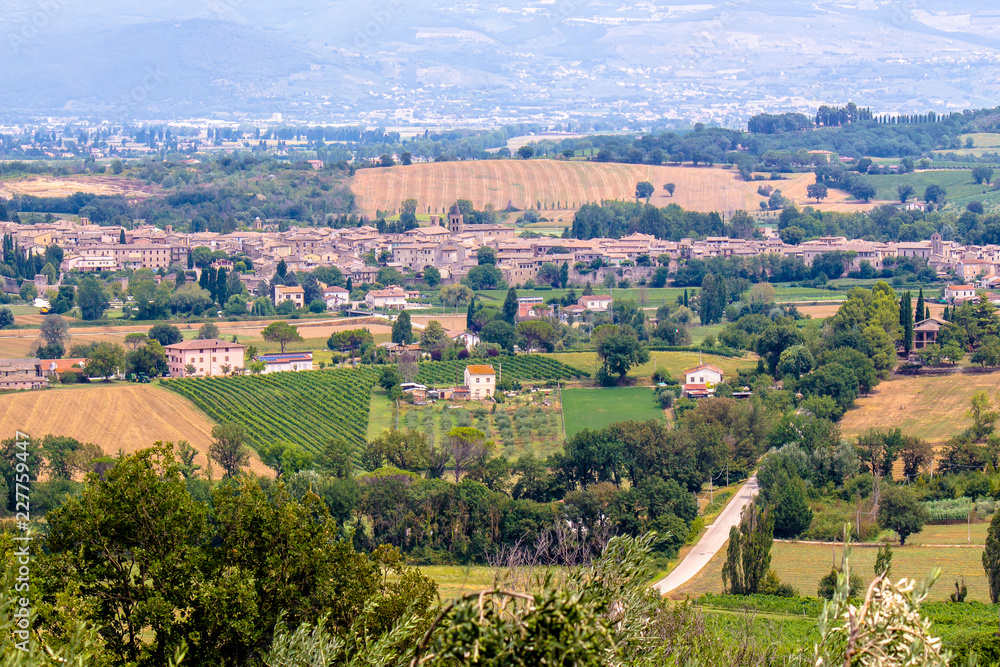 View of Bevagna, a  medieval town in Umbria, Italy