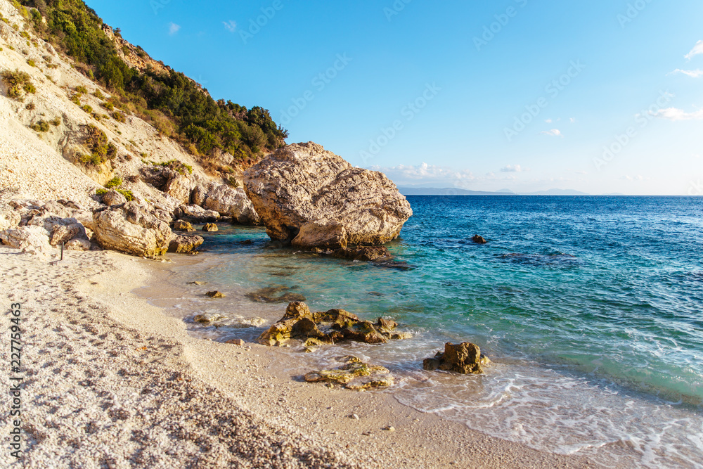 Agiofili beach on the Ionian sea, Lefkada island, Greece
