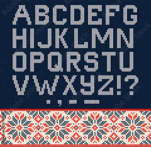 Ugly sweater Season Winter Sale Poster. Knitted background pattern scandinavian ornaments.