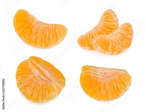Tangerine slices isolated on white background