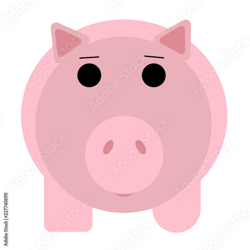 Cute funny pig isolated on white background. Flat simple style piglet Chinese zodiac symbol of the year. Vector illustration.