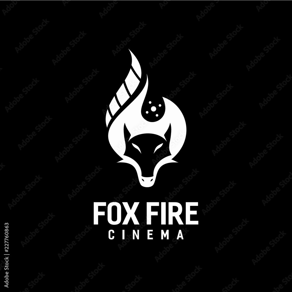 Fototapeta premium Fox fire and Cinema production Logo Design Concept
