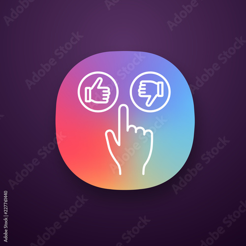 Like and dislike buttons click app icon