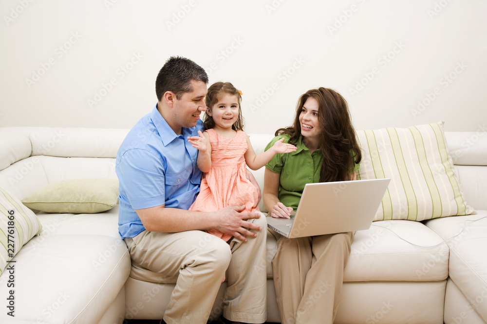 happy family watching tv