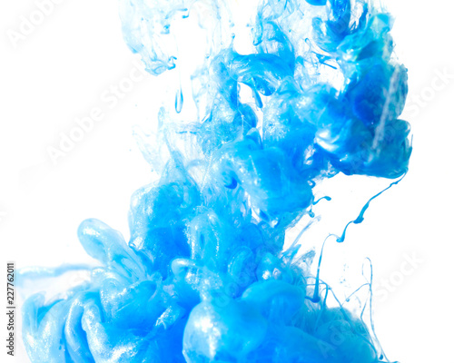 light blue ink acrylic dropping in water, abstract background