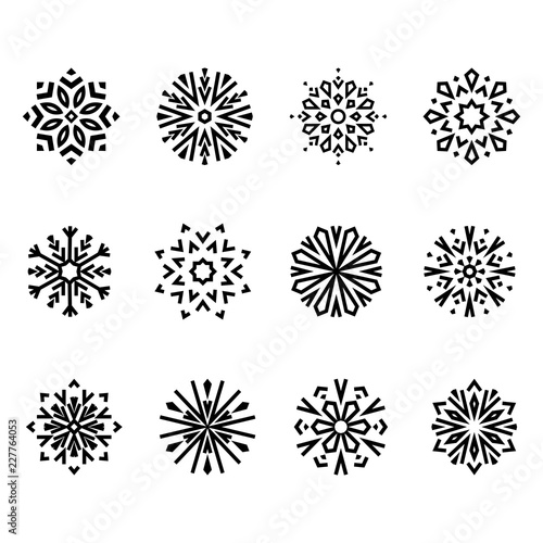 Snowflakes icon collection. Graphic vector modern ornament.