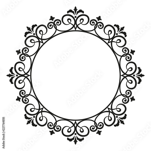 Decorative frame Elegant vector element for design in Eastern style, place for text. Floral black border. Lace illustration for invitations and greeting cards