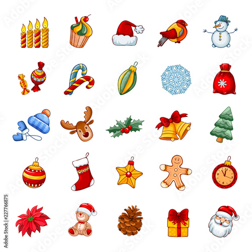 Christmas and New year icon set