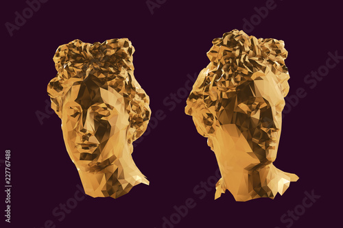 Gold Greek Apollo Head Vector 3D Rendering