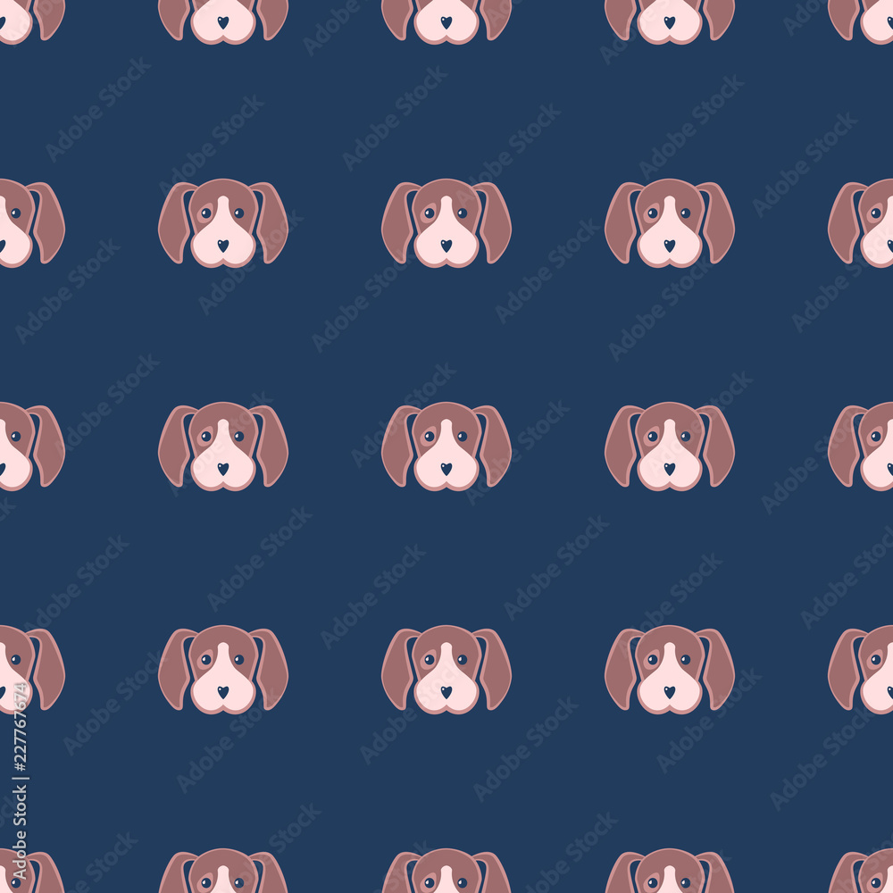 Fototapeta premium Puppy dog awesome cute vector animal seamless pattern
