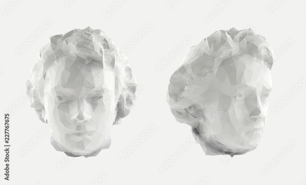White Young Beethoven Bust Head Vector 3D Rendering - obrazy, fototapety, plakaty 