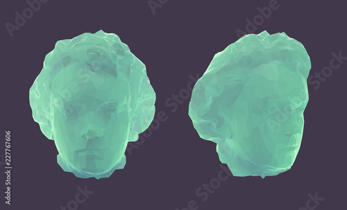 Green Young Beethoven Bust Head Vector 3D Rendering