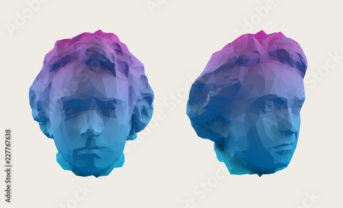 Gradient Young Beethoven Bust Head Vector 3D Rendering