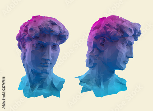 Gradient David Sculpture Head Vector 3D Rendering