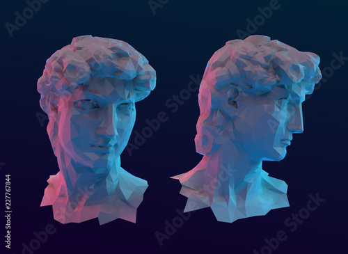 Modern David Sculpture Head Vector 3D Rendering