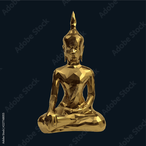 Gold Buddha Vector 3D Rendering