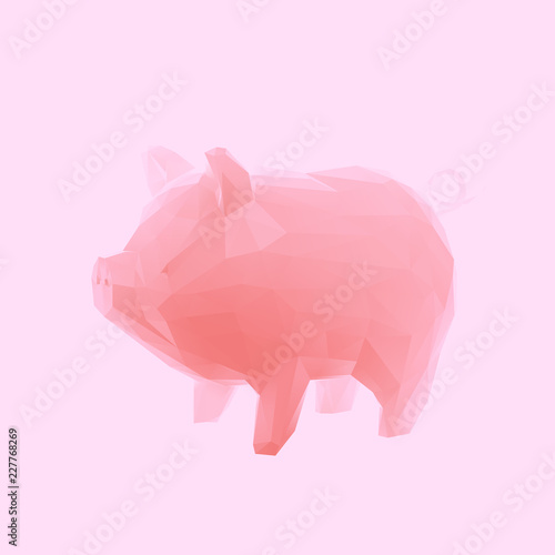 Pink Pig Low Poly Vector 3D Rendering