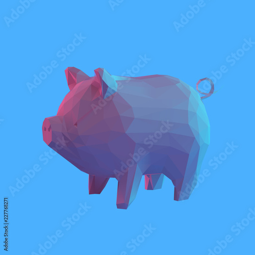Modern Pig Low Poly Vector 3D Rendering