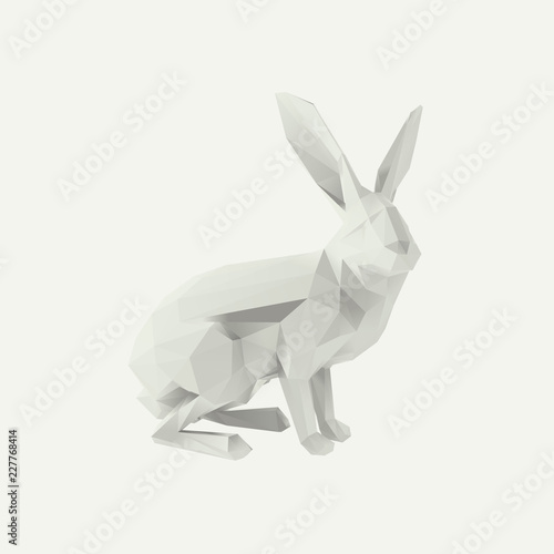 Poly White Rabbit Vector 3D Rendering