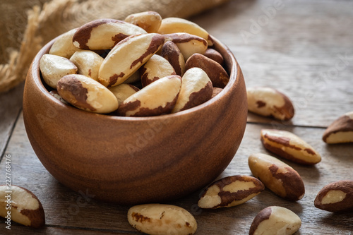 Brazil nuts in wooden bowl