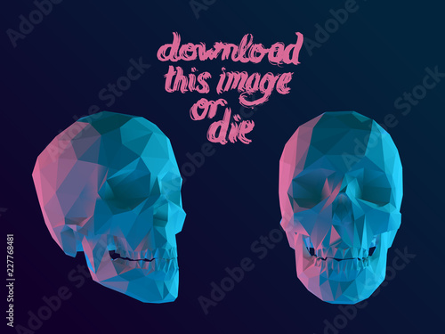 Cursed Modern Vector Low Poly Skull Polygonal 3D Rendering