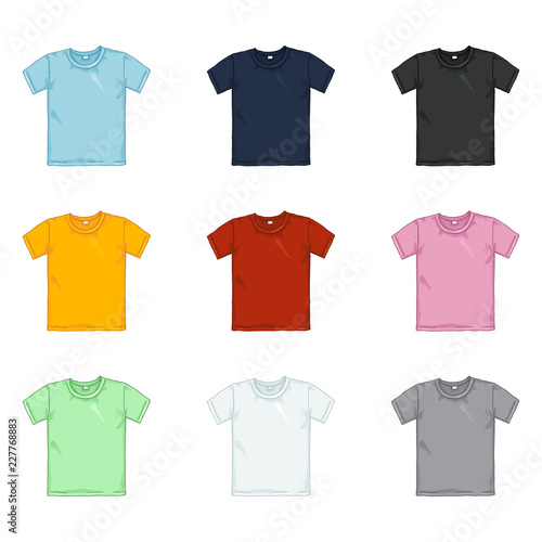 Vector Set of Cartoon T-shirt. Multi Color Collection