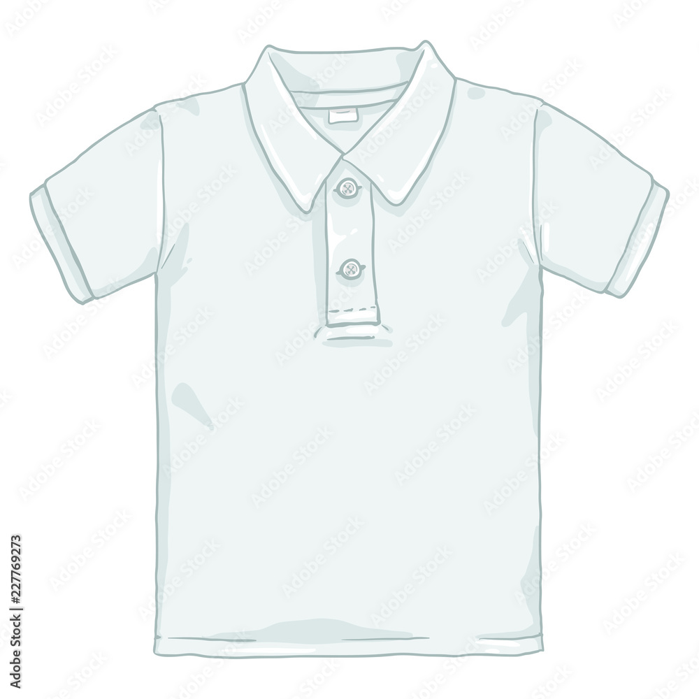 Vector Single Cartoon Illustration - White Polo Shirt Stock Vector | Adobe  Stock