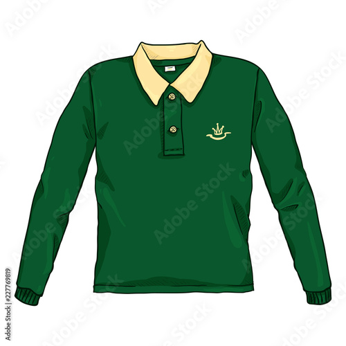 Vector Single Cartoon Color Illustration - Green Rugby Shirt