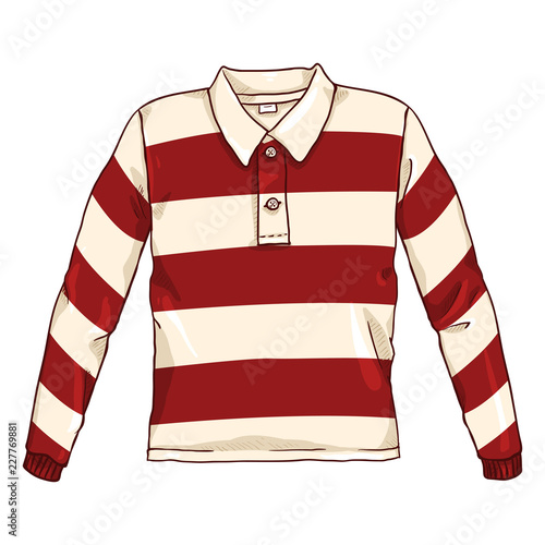 Vector Single Cartoon Color Illustration - Red and White Striped Rugby Shirt