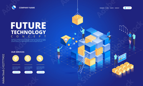 Technology isometric concept. Abstract high tech future