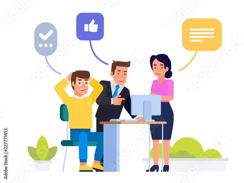 Progect manager praising employee for good work