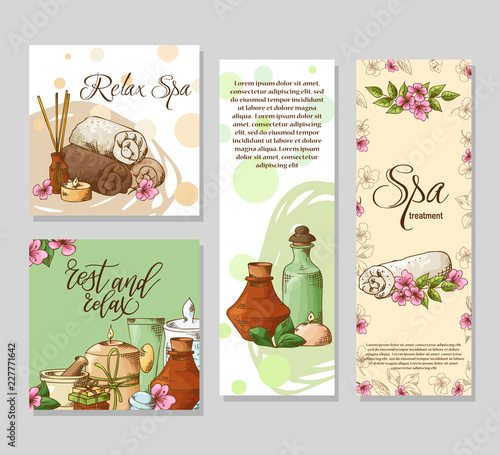 Spa template in sketch style. Hand drawn elements for your design. Vector illustration