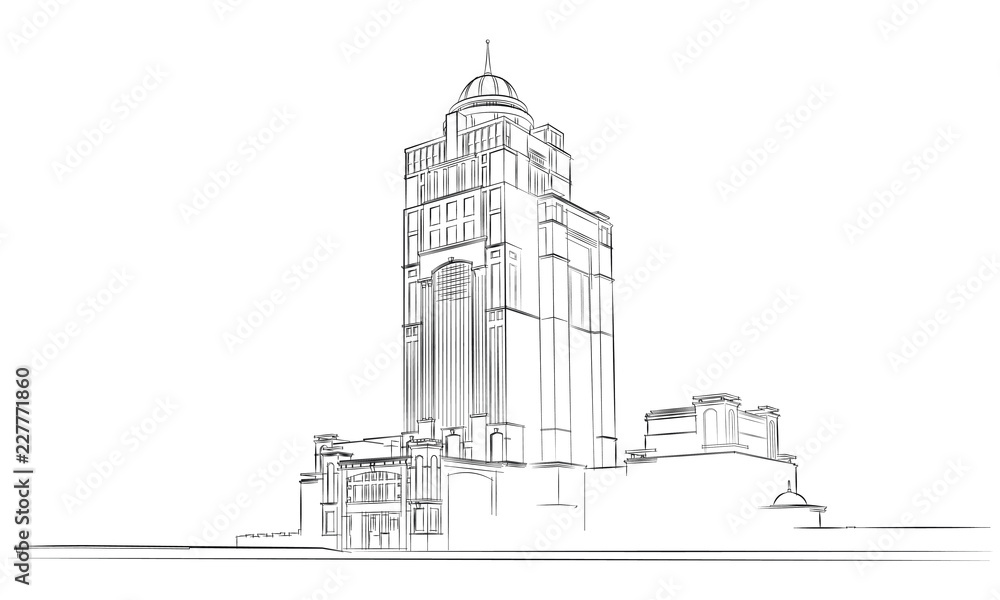 Sketch of the Sabah Government Administrative Building in Malaysia