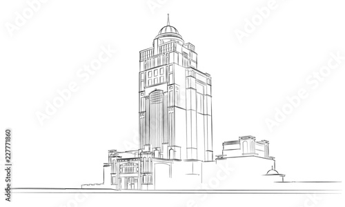 Sketch of the Sabah Government Administrative Building in Malaysia