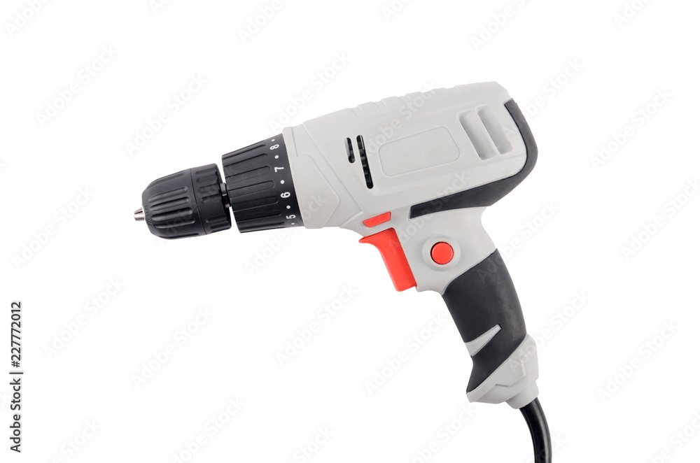 The new drill isolated on a white background The new drill isolated on a white background