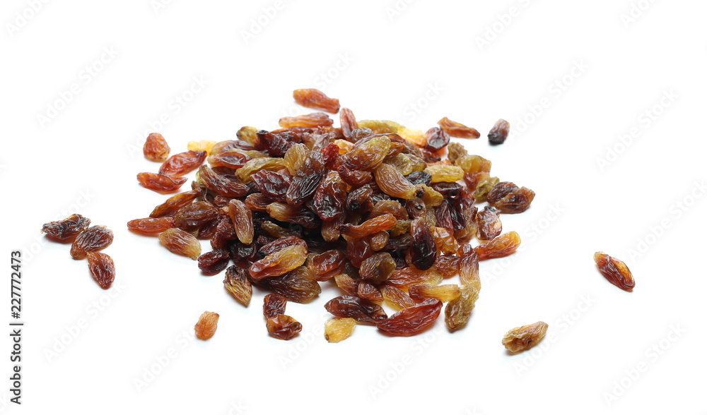 Pile raisins isolated on white background Pile raisins isolated on white background