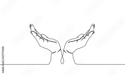 Vector Illustration Of The Continuous Line Drawing Of The Gesture Open Hands To Holding Something Stock Vector Adobe Stock