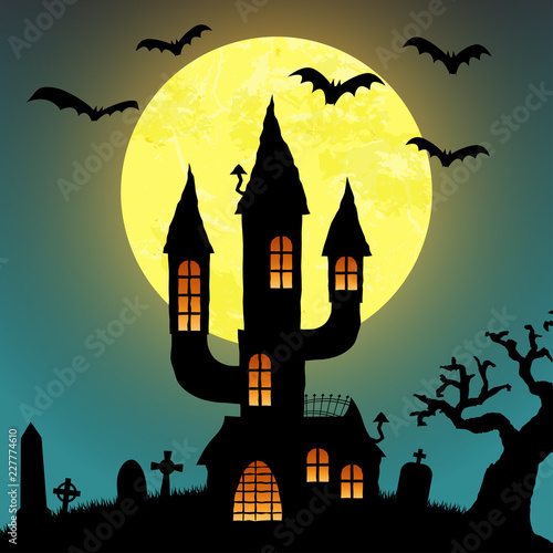 Halloween scary castle background