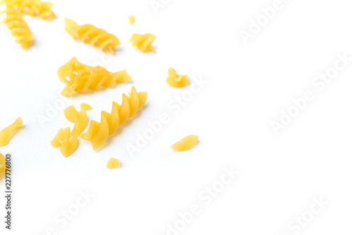 uncooked macaroni isolated on a white background. Dry macaroni pasta isolated