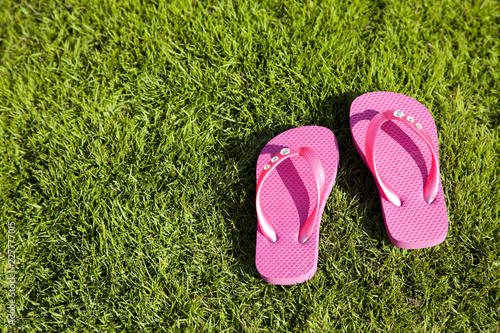 flip flops on grass